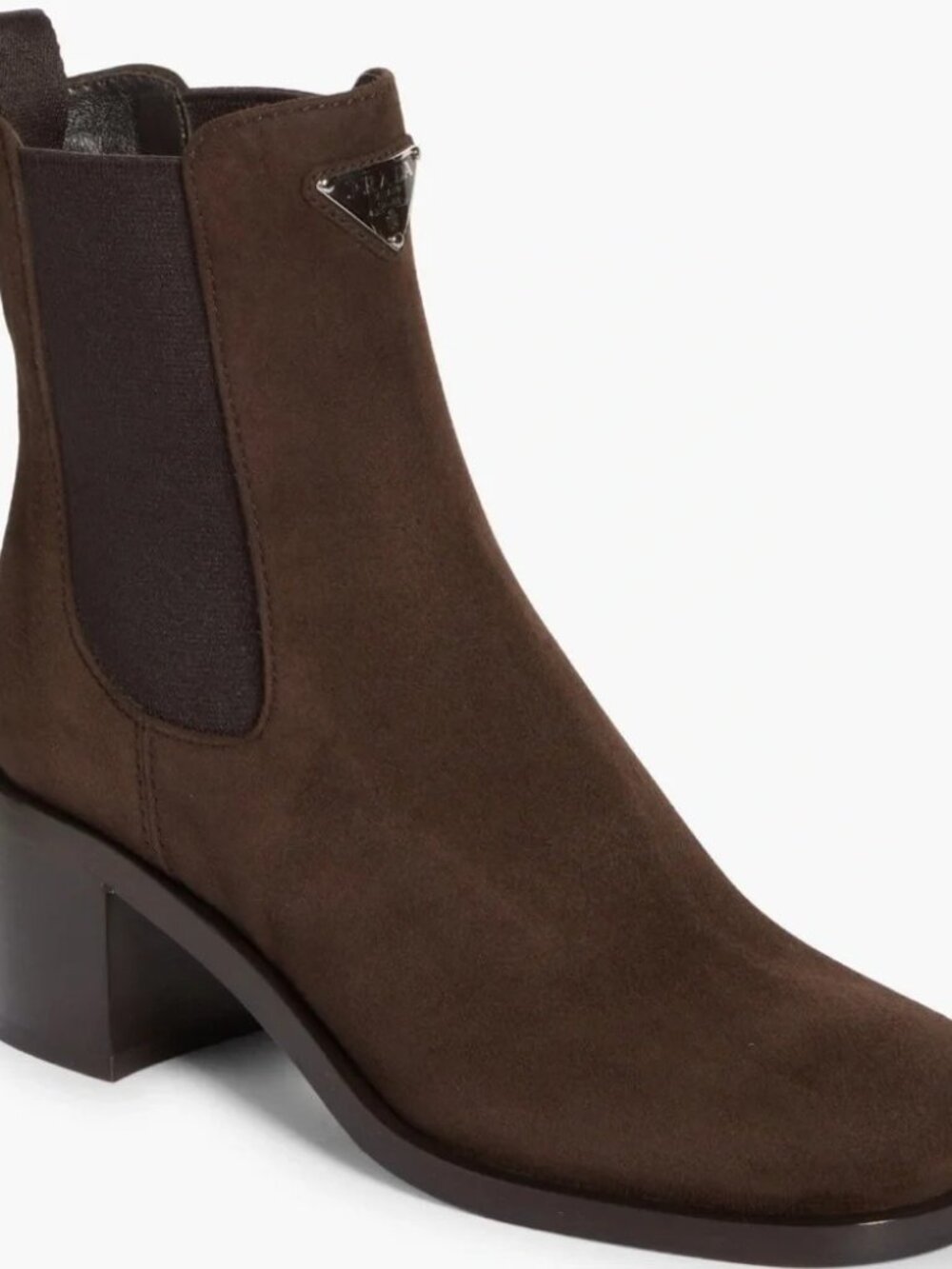 $1690 New PRADA Brushed Leather Chelsea Boot Suede Moro Brown Size 36.5